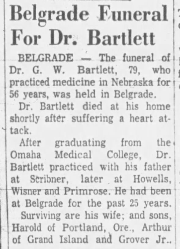 Funeral for Dr. G. W. Bartlett